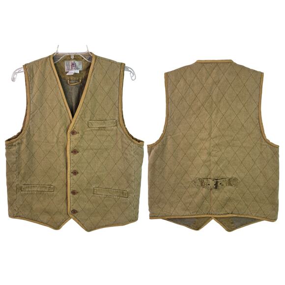 The Territory Ahead Brown Quilted Lined Brushed Western Flare Vintage Vest S - Picture 1 of 5